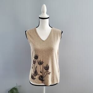 Rena Rowan Woman's Sleeveless Silk Beaded Sweater L